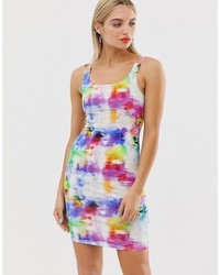Разноцветное облегающее платье с принтом тай-дай