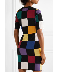 Разноцветное облегающее платье с принтом от Staud