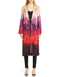 Разноцветное пальто дастер с цветочным принтом