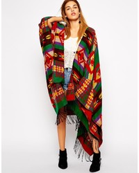 Разноцветное пальто-накидка