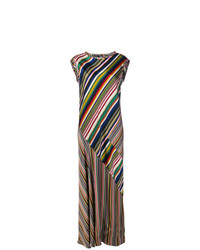 Разноцветное платье-макси в вертикальную полоску от Aspesi