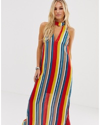 Разноцветное платье-макси в вертикальную полоску от En Creme