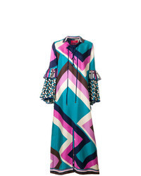 Разноцветное платье-макси с узором зигзаг