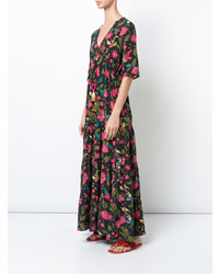 Разноцветное платье-макси с цветочным принтом от Figue