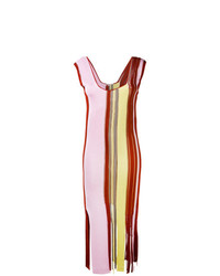Разноцветное платье-миди в вертикальную полоску от Marco De Vincenzo