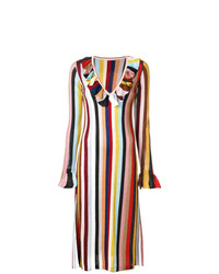 Разноцветное платье-миди в вертикальную полоску от Marco De Vincenzo