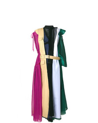 Разноцветное платье-миди в стиле пэчворк от Sacai