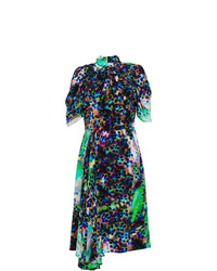 Разноцветное платье-миди с принтом от Prada