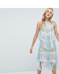 Разноцветное платье-миди с украшением