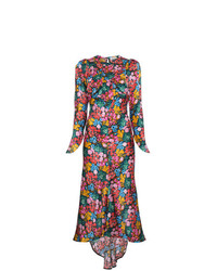 Разноцветное платье-миди с цветочным принтом от ATTICO
