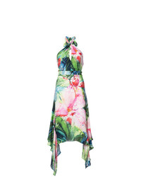 Разноцветное платье-миди с цветочным принтом от Josie Natori