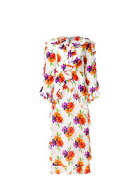 Разноцветное платье-миди с цветочным принтом от MSGM