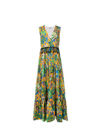Разноцветное платье-миди с цветочным принтом от MSGM