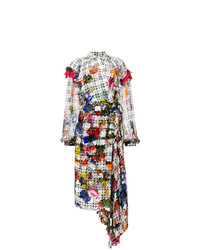 Разноцветное платье-миди с цветочным принтом от Preen by Thornton Bregazzi