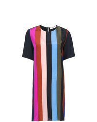 Разноцветное платье прямого кроя в вертикальную полоску