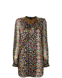 Разноцветное платье прямого кроя с леопардовым принтом от Marco De Vincenzo