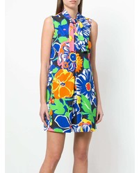 Разноцветное платье прямого кроя с цветочным принтом от MSGM