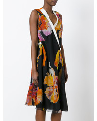 Разноцветное платье с запахом с цветочным принтом от Lanvin