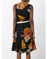 Разноцветное платье с запахом с цветочным принтом от Lanvin