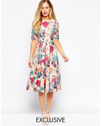 Разноцветное платье с плиссированной юбкой с цветочным принтом от Closet
