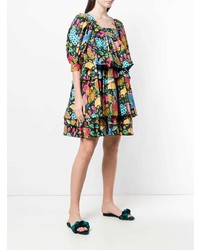 Разноцветное платье с плиссированной юбкой с цветочным принтом от La Doublej