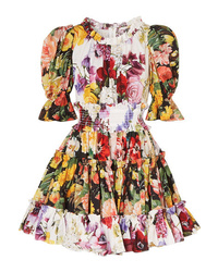 Разноцветное платье с плиссированной юбкой с цветочным принтом от Dolce & Gabbana