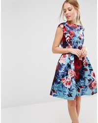 Разноцветное платье с плиссированной юбкой с цветочным принтом