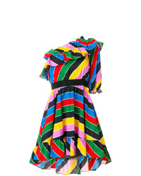 Разноцветное платье с пышной юбкой в горизонтальную полоску от Philosophy di Lorenzo Serafini