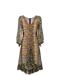 Разноцветное платье с пышной юбкой с леопардовым принтом