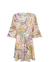 Разноцветное платье с пышной юбкой с "огурцами" от Etro