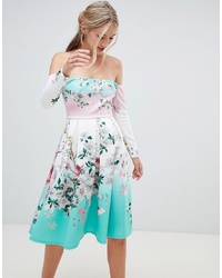 Разноцветное платье с пышной юбкой с цветочным принтом от ASOS DESIGN
