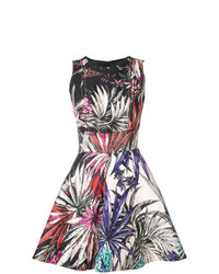 Разноцветное платье с пышной юбкой с цветочным принтом от Fausto Puglisi