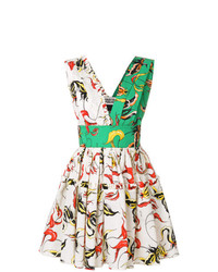 Разноцветное платье с пышной юбкой с цветочным принтом от Fausto Puglisi