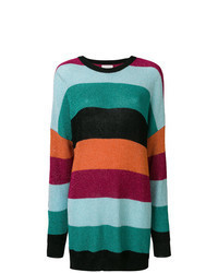 Разноцветное платье-свитер в горизонтальную полоску
