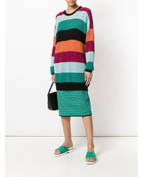 Разноцветное платье-свитер в горизонтальную полоску от Laneus