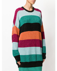 Разноцветное платье-свитер в горизонтальную полоску от Laneus
