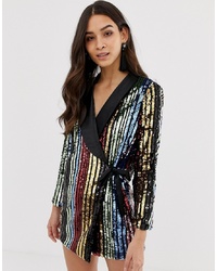 Разноцветное платье-смокинг