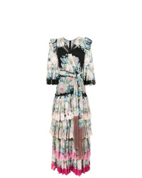 Разноцветное шелковое вечернее платье с цветочным принтом от Dolce & Gabbana