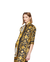 Разноцветное шелковое платье-рубашка с принтом от Versace