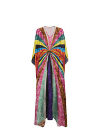 Разноцветное шелковое пляжное платье в горизонтальную полоску от Mary Katrantzou