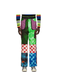 Разноцветные брюки карго с принтом тай-дай
