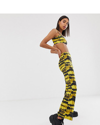 Разноцветные брюки-клеш с принтом тай-дай