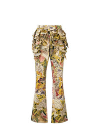 Разноцветные брюки-клеш с принтом от Moschino Vintage