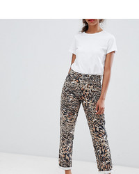 Разноцветные джинсы с леопардовым принтом