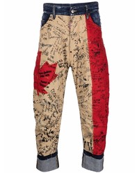Мужские разноцветные джинсы с принтом от DSQUARED2