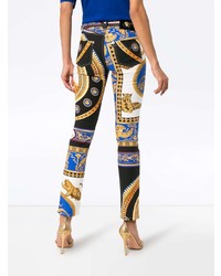 Разноцветные джинсы скинни с принтом от Versace