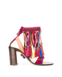 Разноцветные замшевые босоножки на каблуке от Chloé