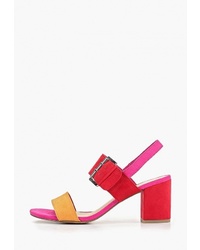 Разноцветные замшевые босоножки на каблуке от Marco Tozzi