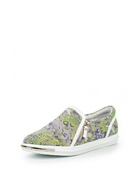 Женские разноцветные замшевые слипоны