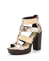 Разноцветные кожаные босоножки на каблуке от Allegri